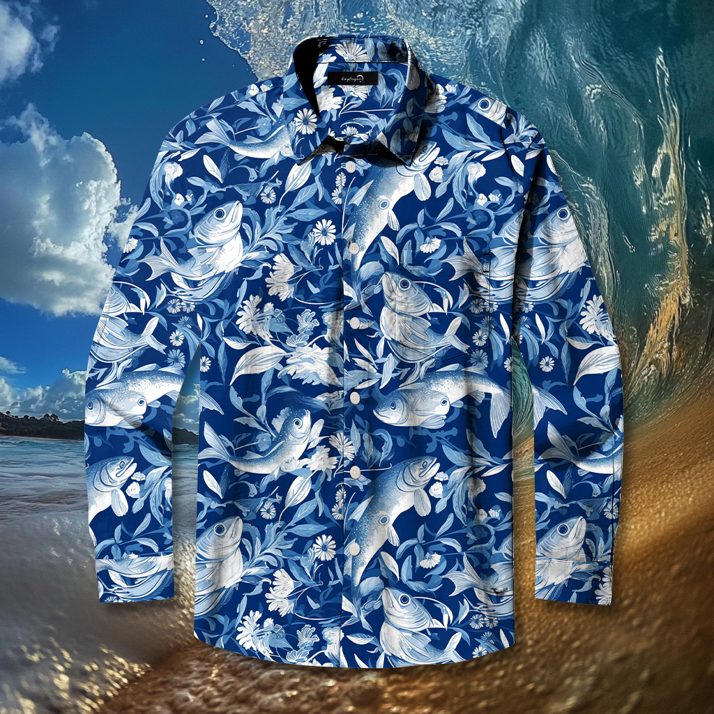 Fish fishing season Elegant Luxury men's fashion high quality Suits shirt