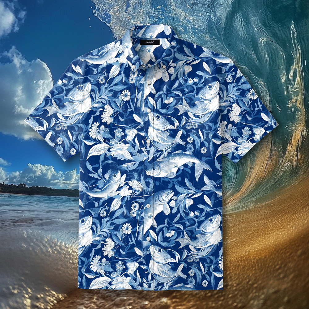 Fish fishing season Elegant Luxury men's fashion high quality Suits shirt