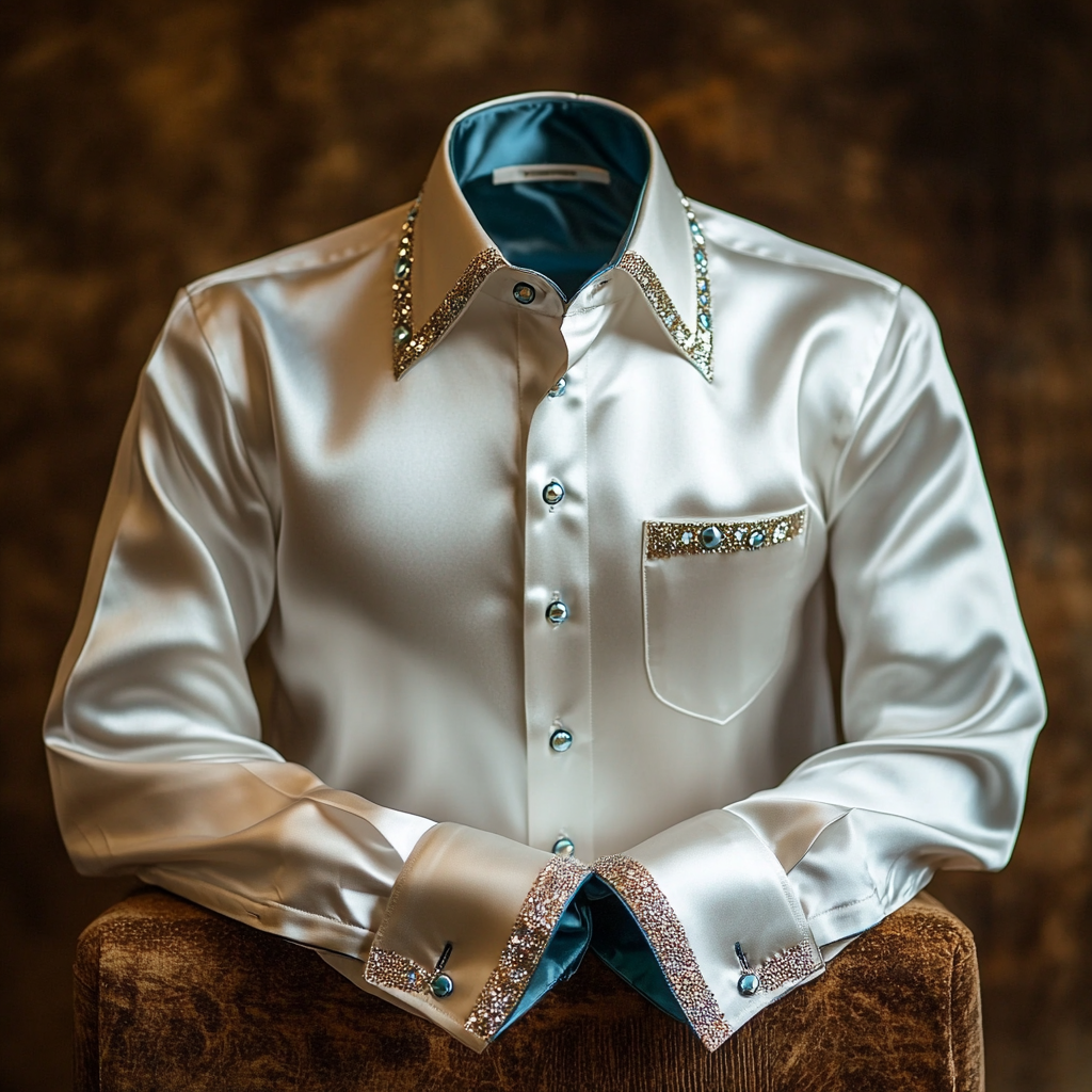 Vip business casual luxury silk versatile men's fashion suit long-sleeved shirt