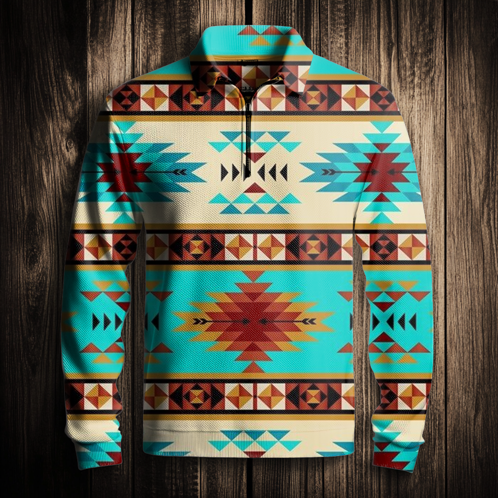 Western Half zip Sweater Sweatshirt Men‘s Fashion 