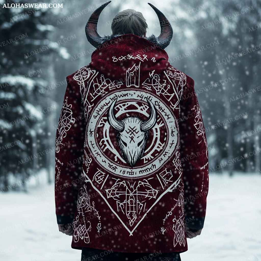 Viking Long Hoodie Coat Retro Men's Fashion High quality 
