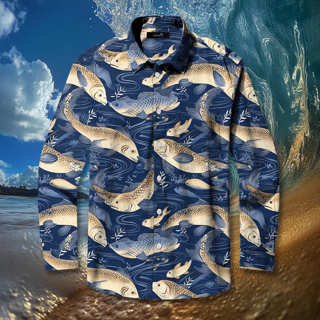 Fish fishing season Elegant Luxury men's fashion high quality Suits shirt