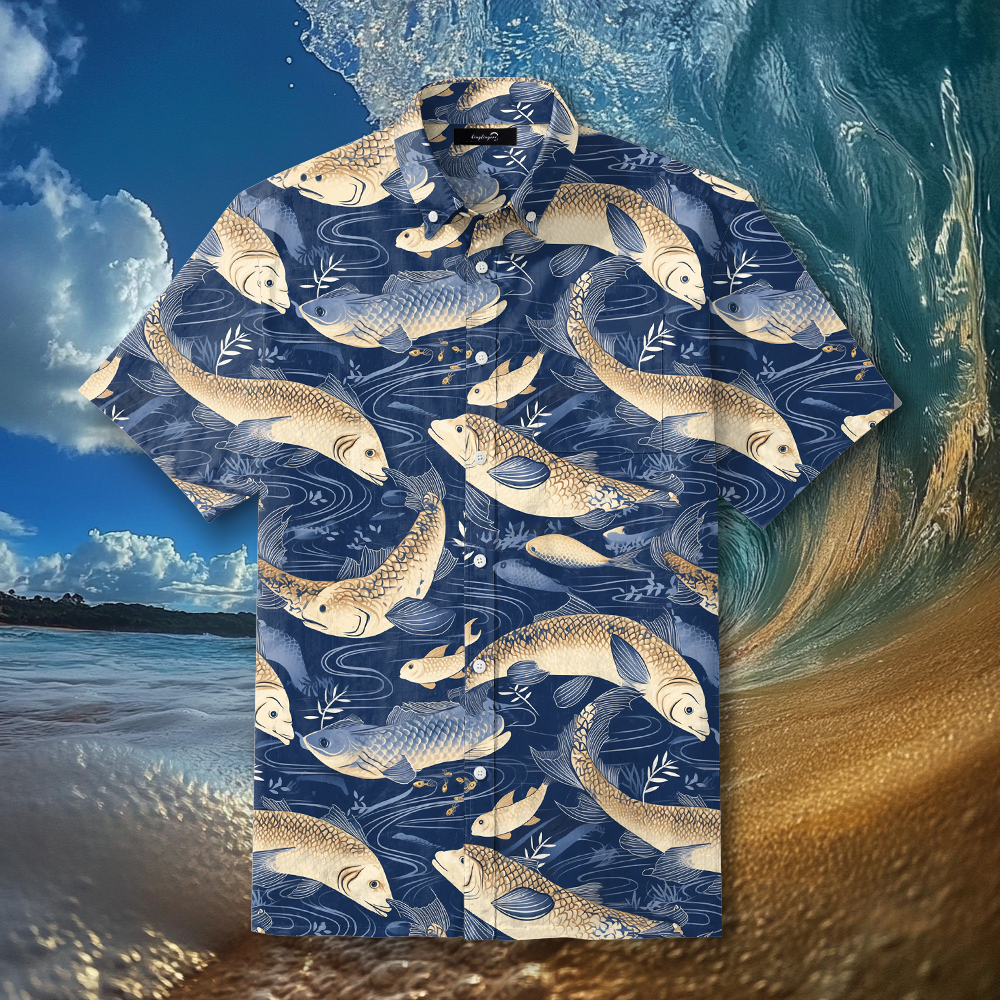 Fish fishing season Elegant Luxury men's fashion high quality Suits shirt