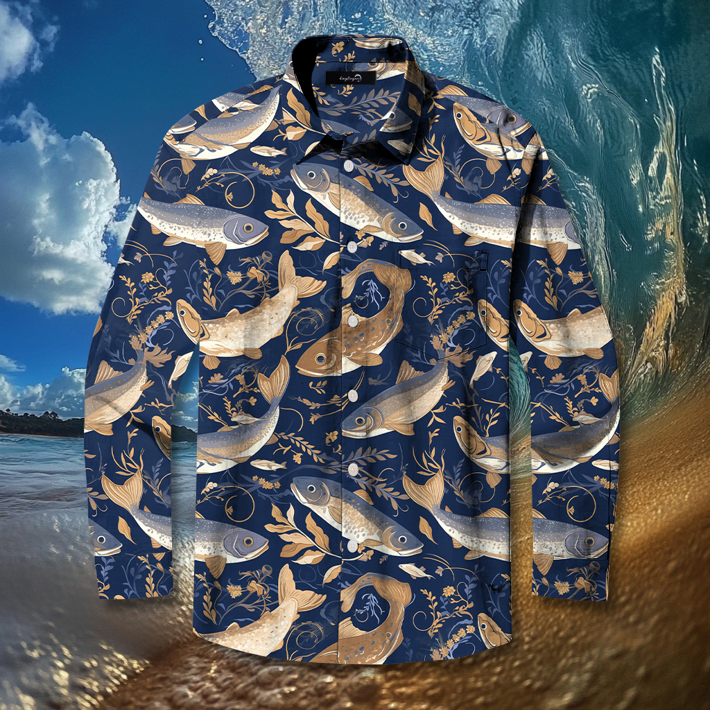 Fish fishing season Elegant Luxury men's fashion high quality Suits shirt