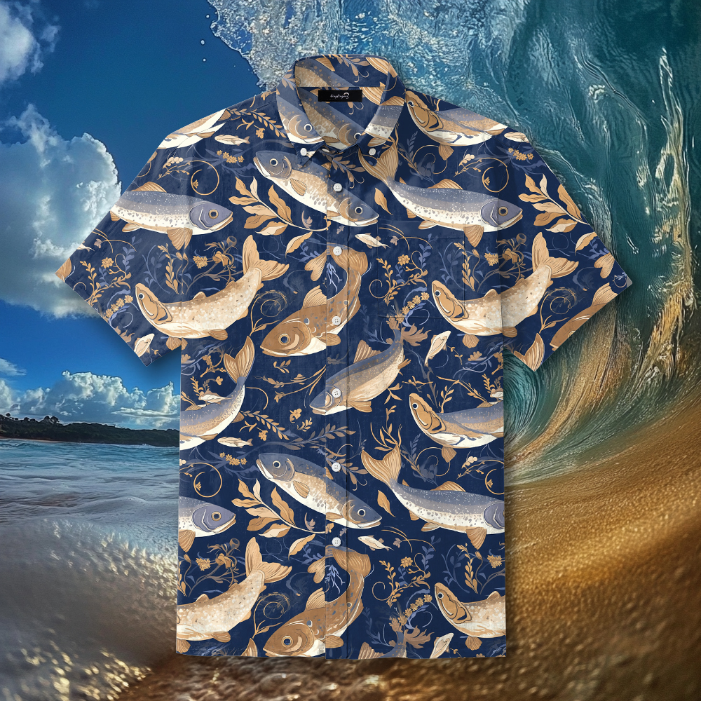 Fish fishing season Elegant Luxury men's fashion high quality Suits shirt