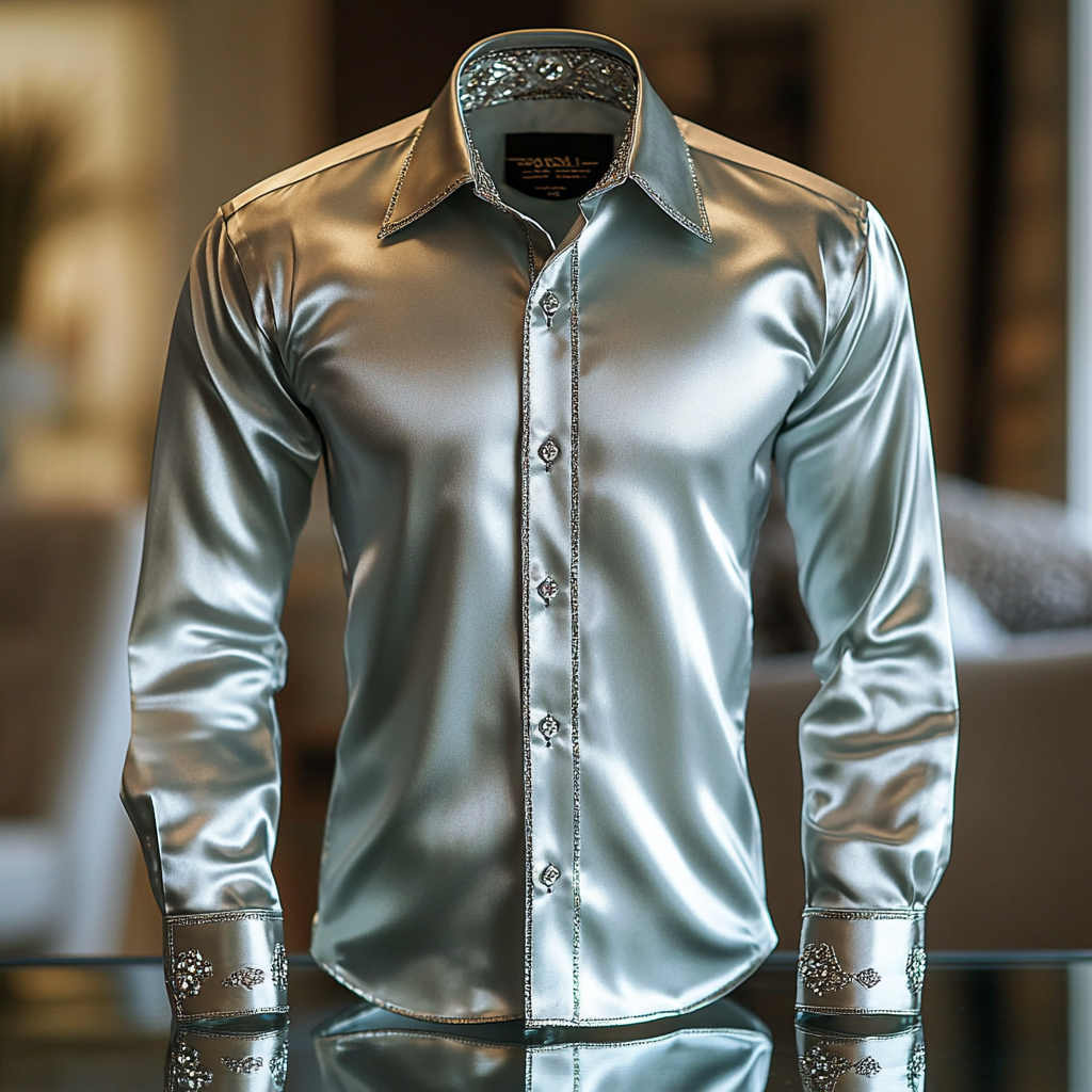 Vip business casual luxury silk versatile men's fashion suit long-sleeved shirt