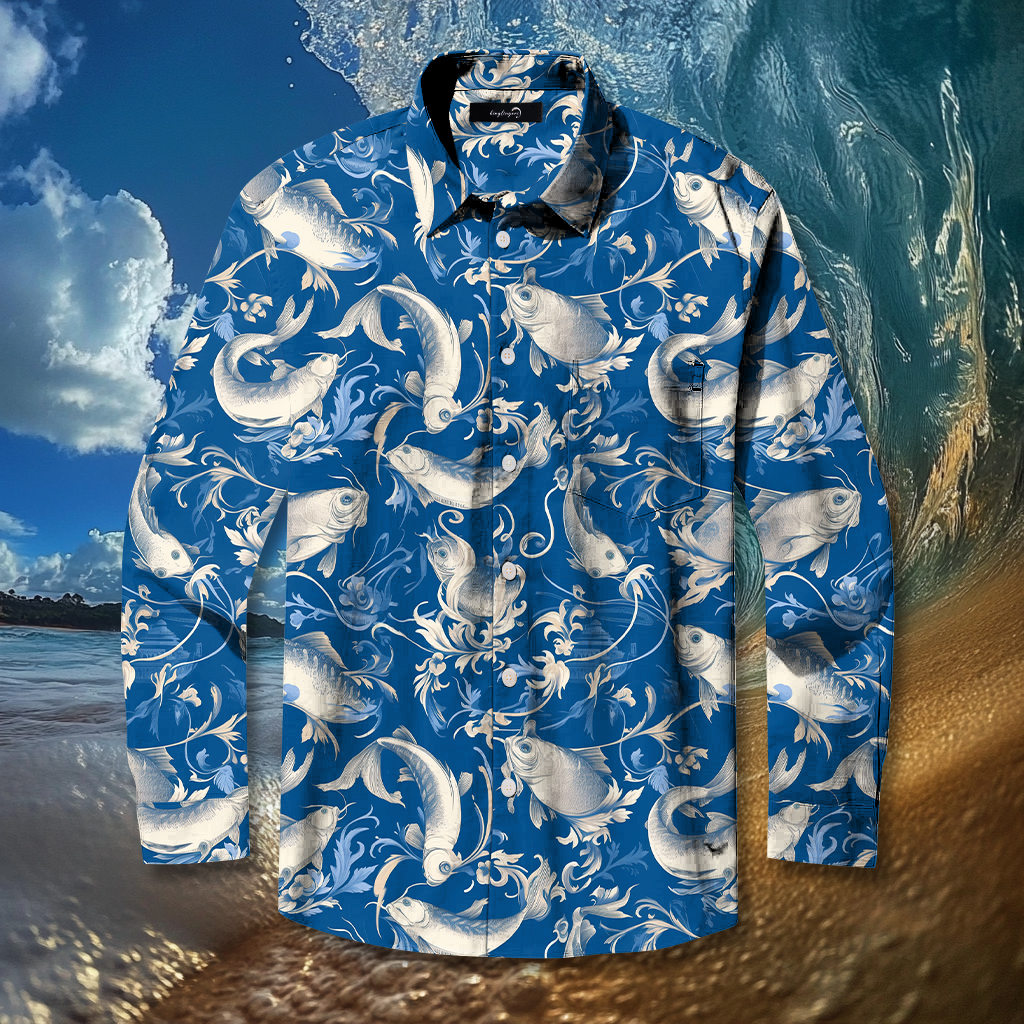 Fish fishing season Elegant Luxury men's fashion high quality Suits shirt