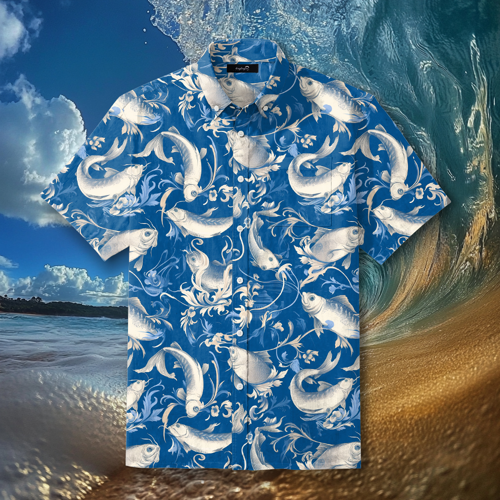 Fish fishing season Elegant Luxury men's fashion high quality Suits shirt