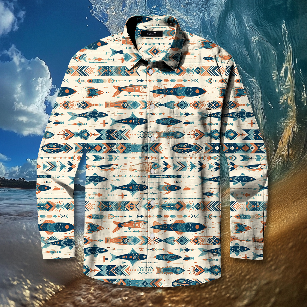 Fish fishing season Elegant Luxury men's fashion high quality Suits shirt