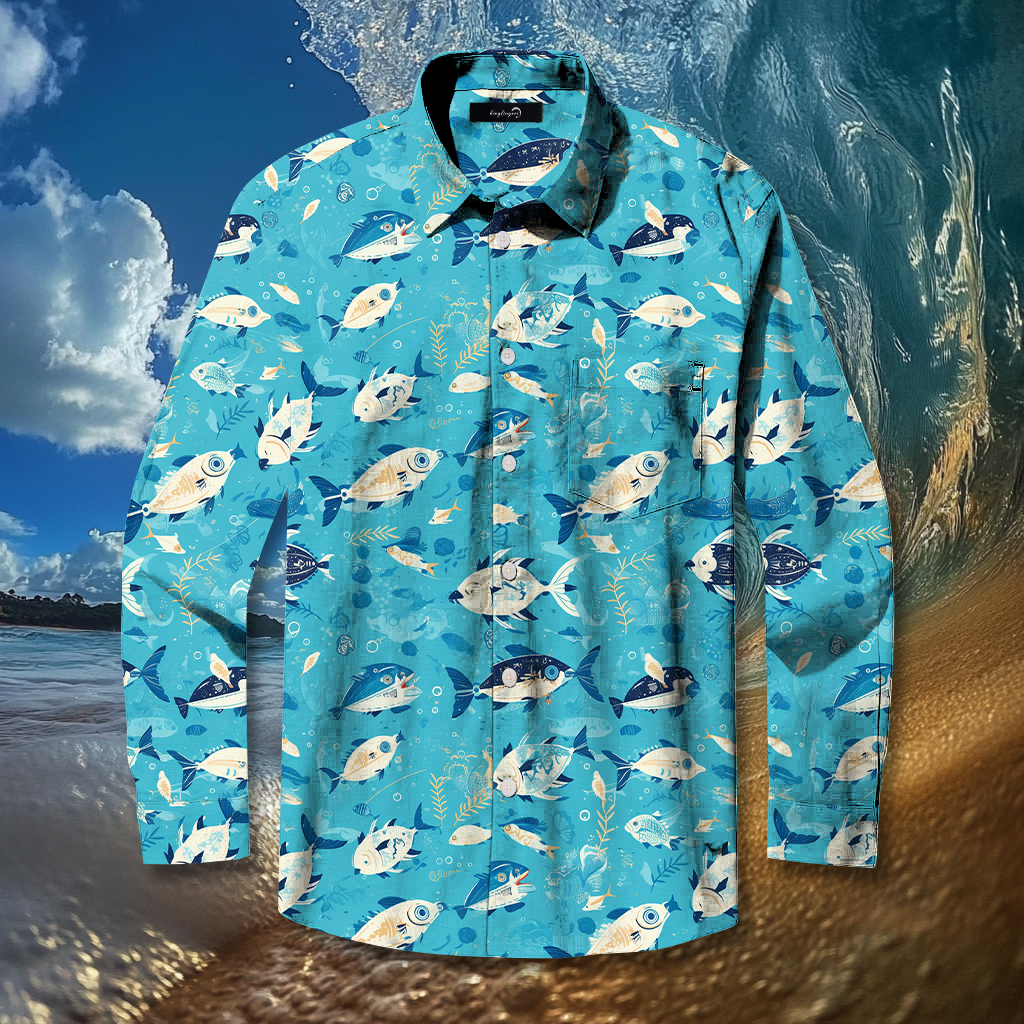 Fish fishing season Elegant Luxury men's fashion high quality Suits shirt