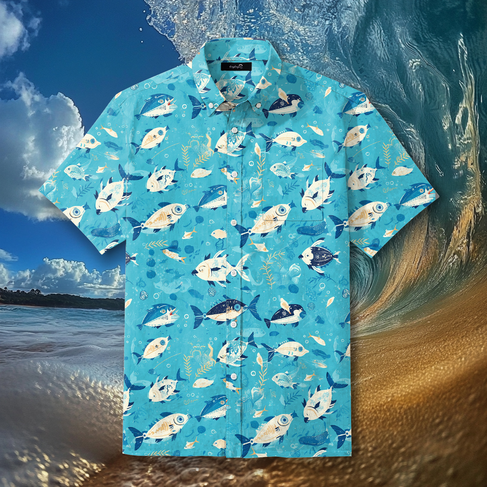 Fish fishing season Elegant Luxury men's fashion high quality Suits shirt