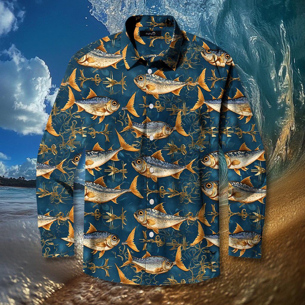 Fish fishing season Elegant Luxury men's fashion high quality Suits shirt