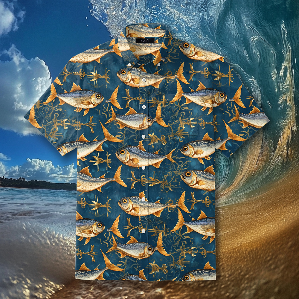 Fish fishing season Elegant Luxury men's fashion high quality Suits shirt