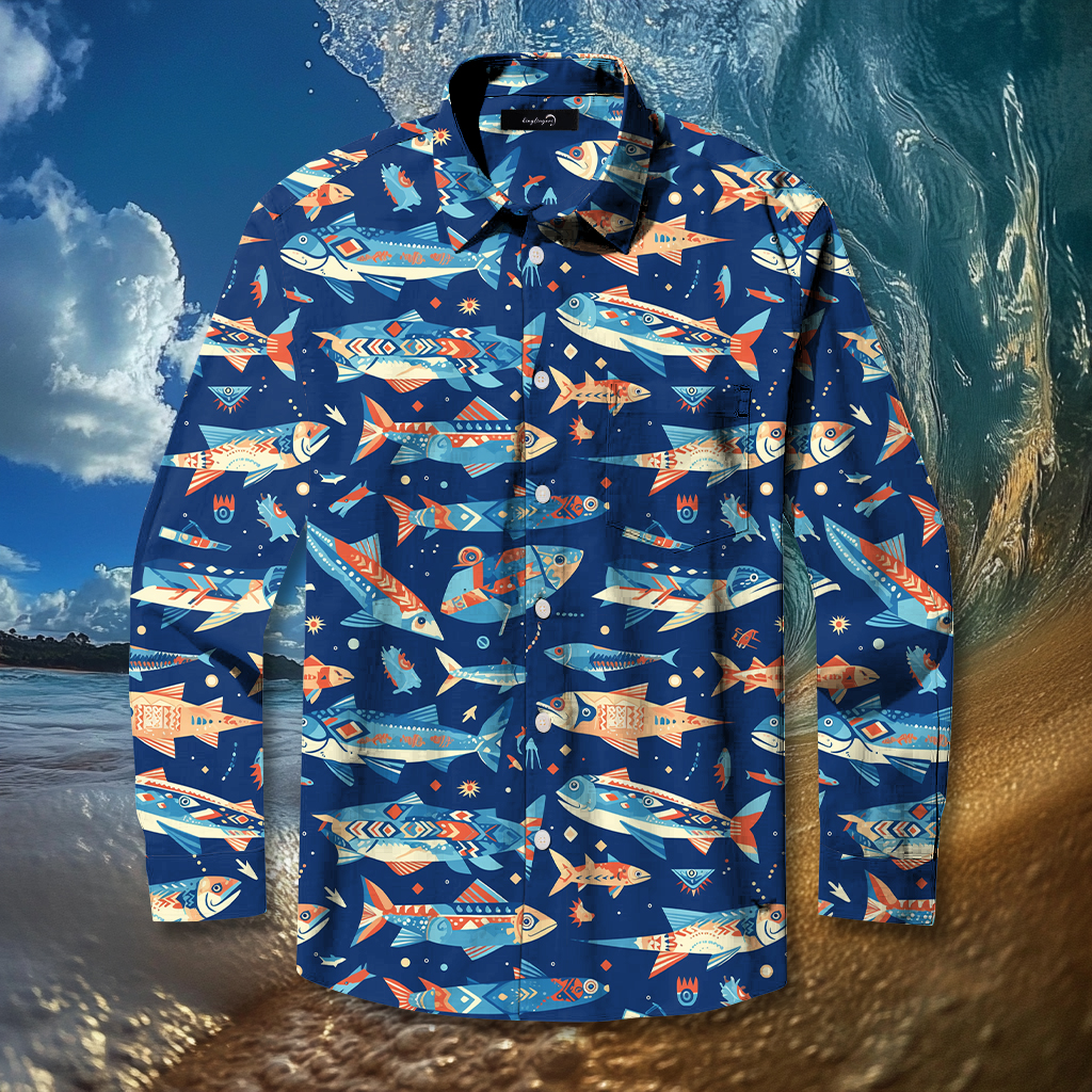 Fish fishing season Elegant Luxury men's fashion high quality Suits shirt