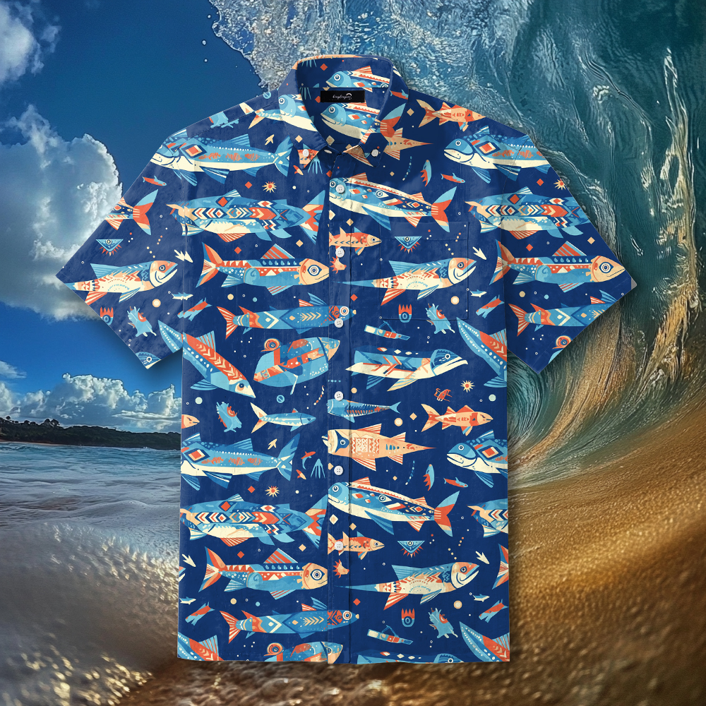 Fish fishing season Elegant Luxury men's fashion high quality Suits shirt