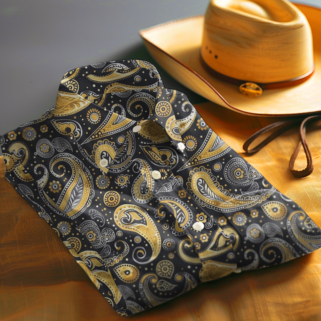 Paisley Western Styles Men fashion 100% Cotton Shirt Premium Fabric