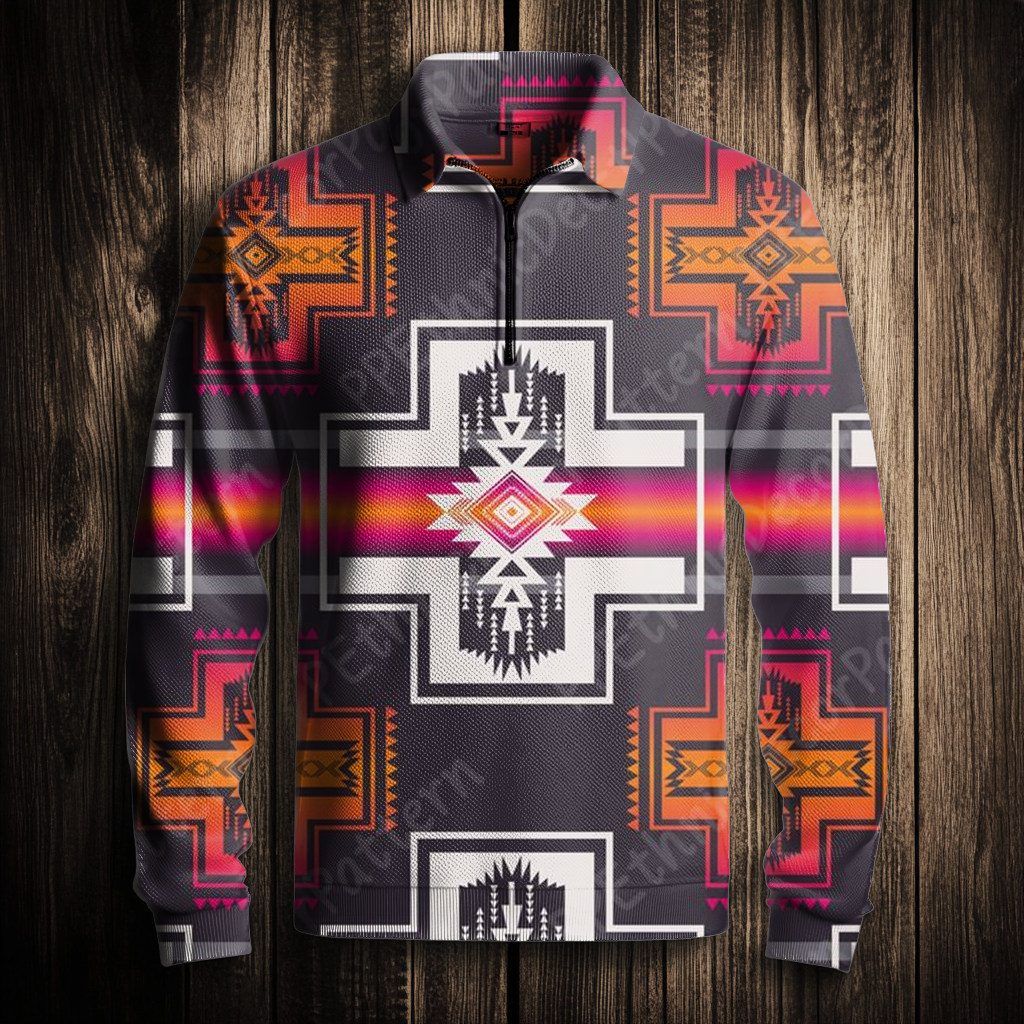 Western Half zip Sweater Sweatshirt Men‘s Fashion 