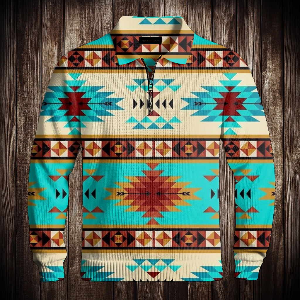 Western Half zip Sweater Sweatshirt Men‘s Fashion 