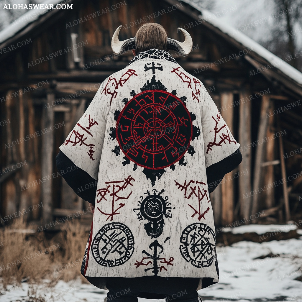Viking Long Hoodie Coat Retro Men's Fashion High quality 