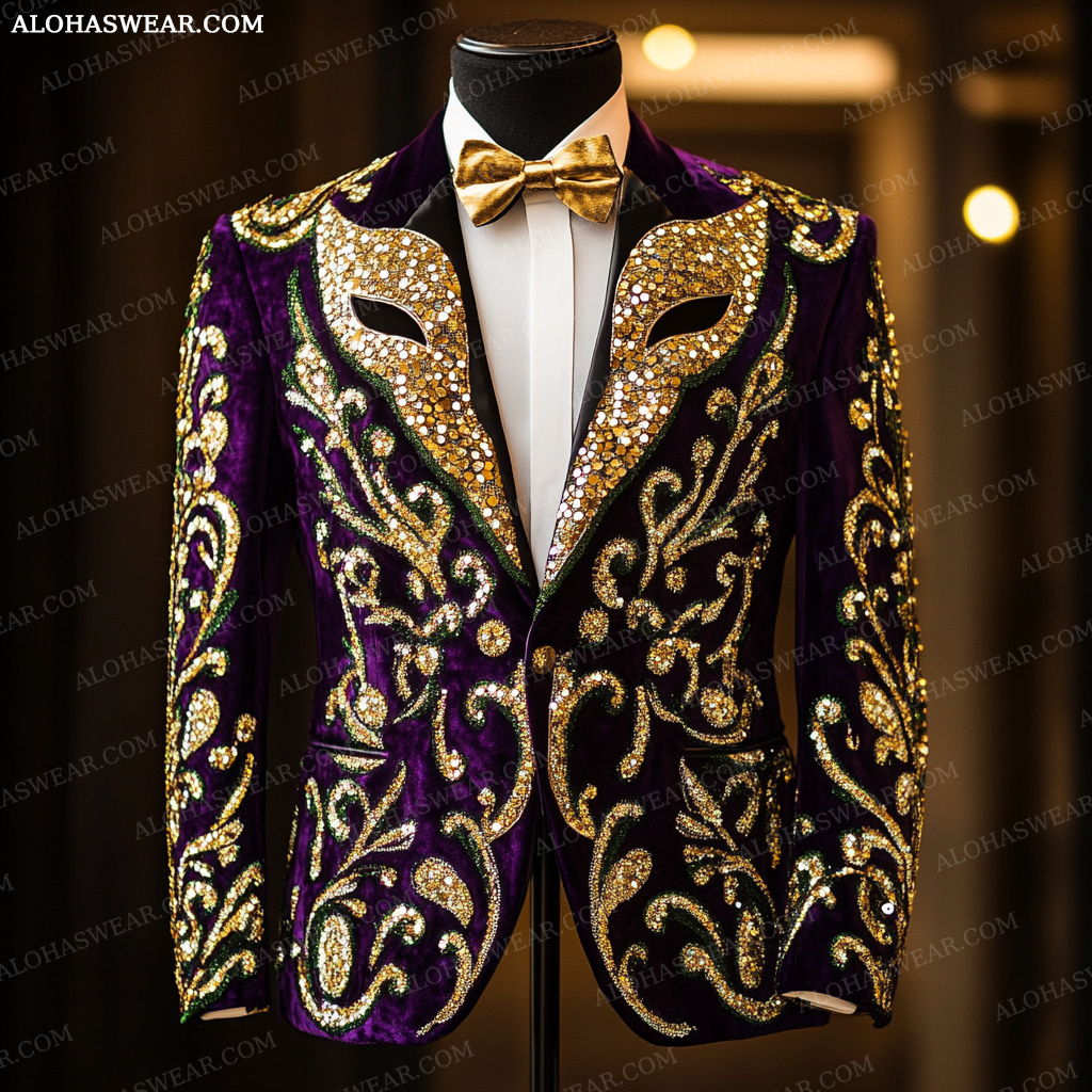 Mardi Gras Suit Jacket Limited sale Velvet Embroidery