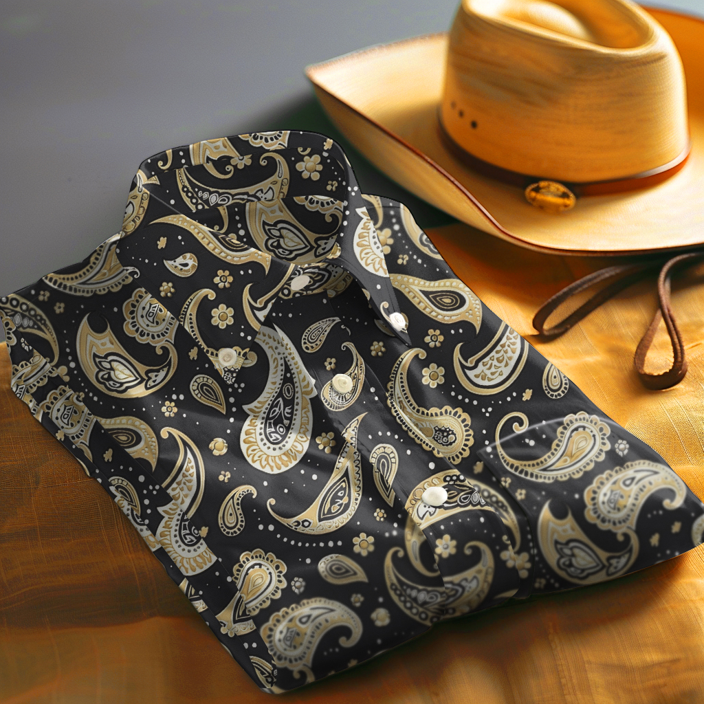 Paisley Western Styles Men fashion 100% Cotton Shirt Premium Fabric