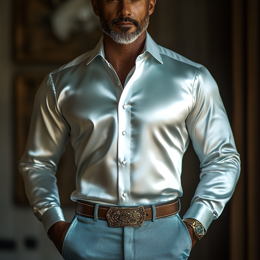 Vip business casual luxury silk versatile men's fashion suit long-sleeved shirt