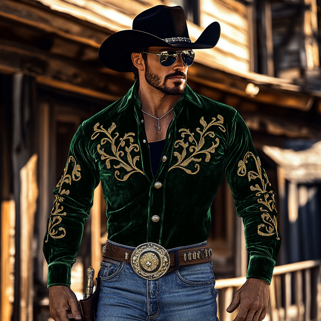 Western Velvet men's shirt warm Fashion quality Shirt