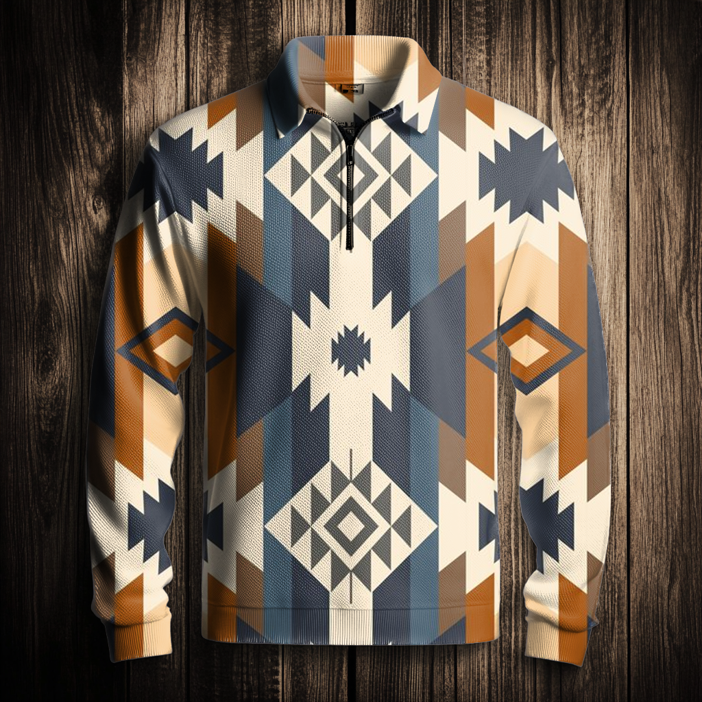 Western Half zip Sweater Sweatshirt Men‘s Fashion 