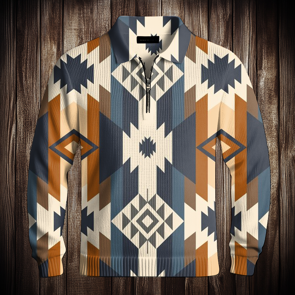 Western Half zip Sweater Sweatshirt Men‘s Fashion 