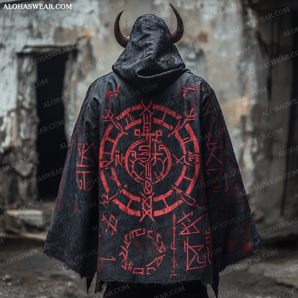 Viking Long Hoodie Coat Retro Men's Fashion High quality 