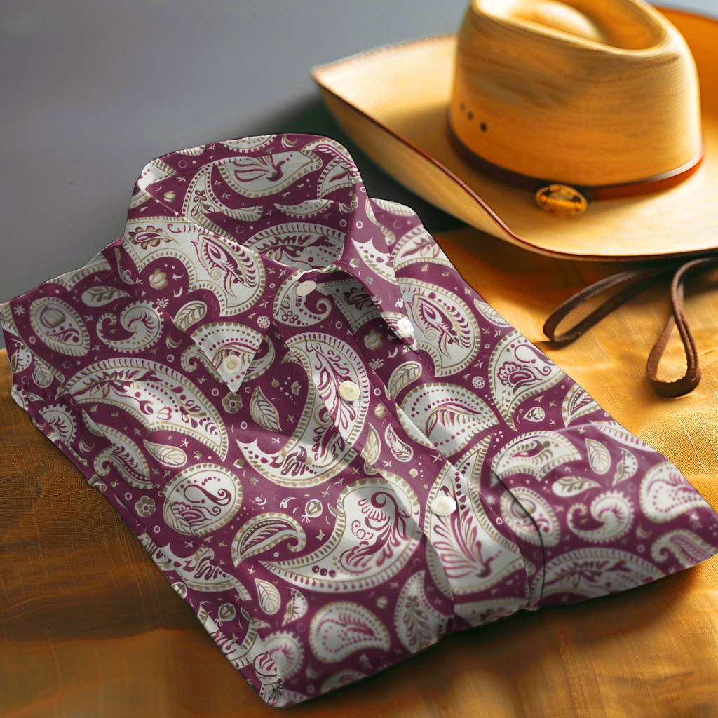 Paisley Western Styles Men fashion 100% Cotton Shirt Premium Fabric