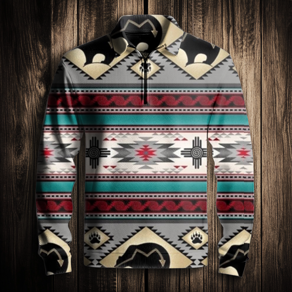 Western Half zip Sweater Sweatshirt Men‘s Fashion 