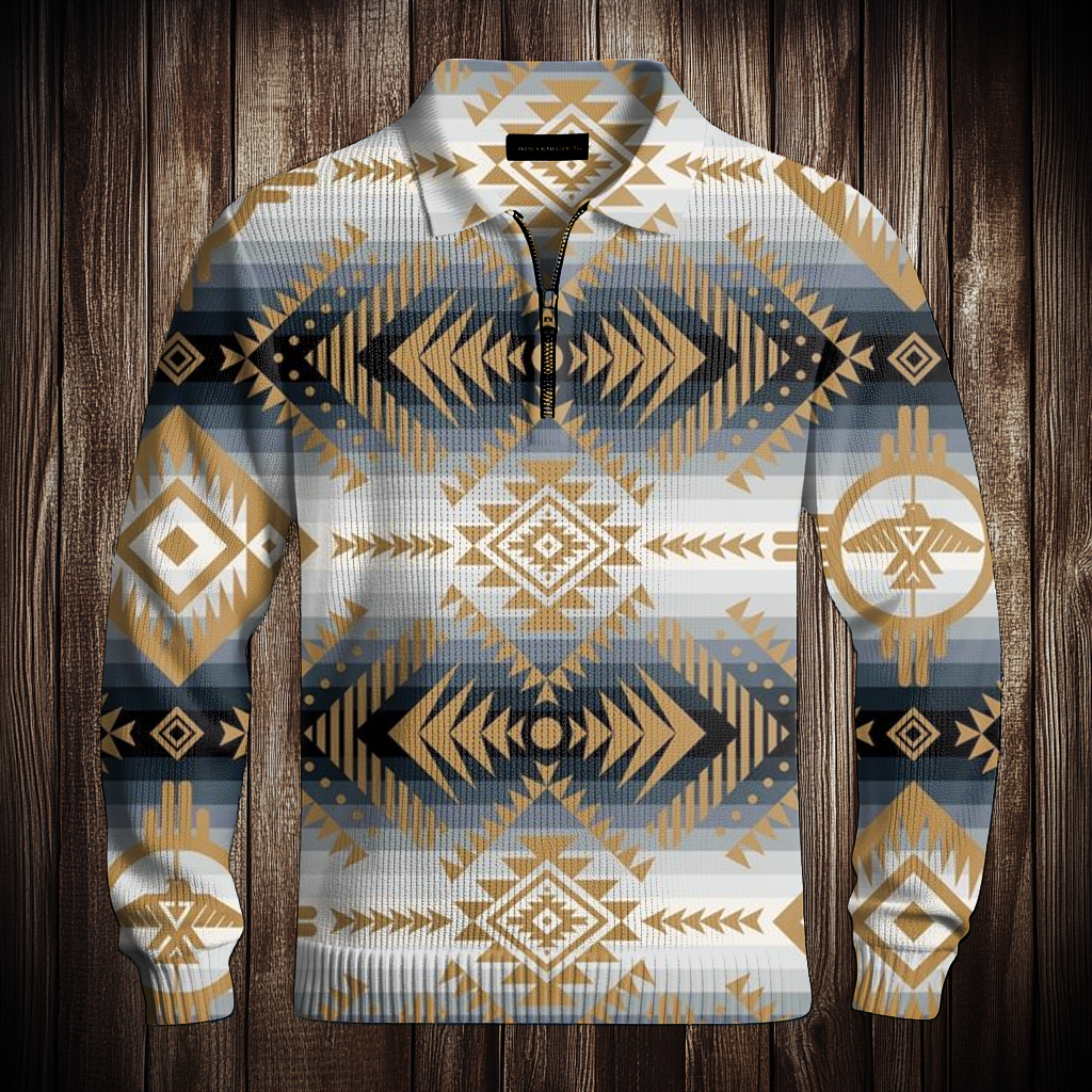 Western Half zip Sweater Sweatshirt Men‘s Fashion 