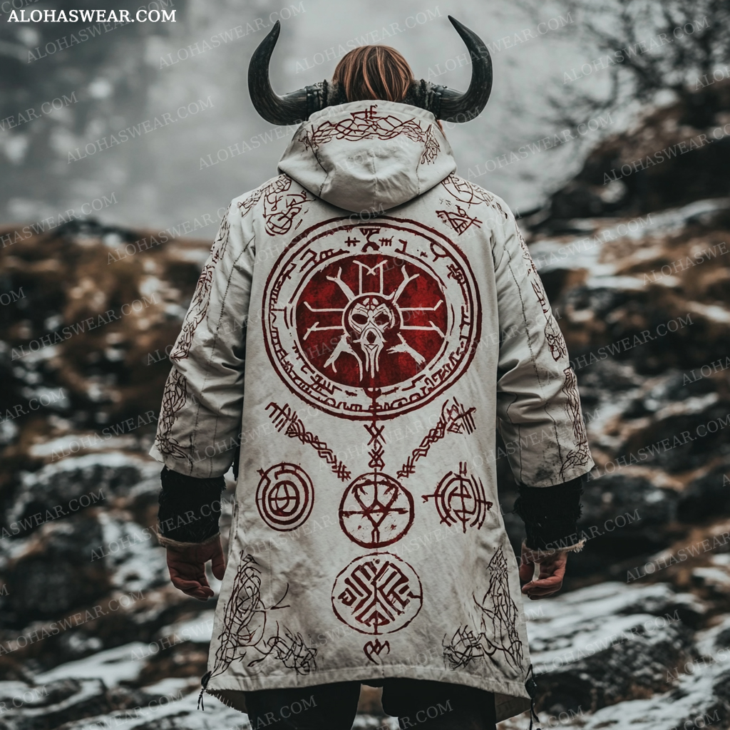Viking Long Hoodie Coat Retro Men's Fashion High quality 