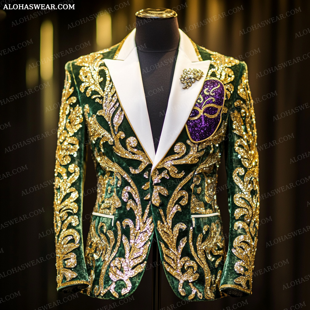 Mardi Gras Suit Jacket Limited sale Velvet Embroidery
