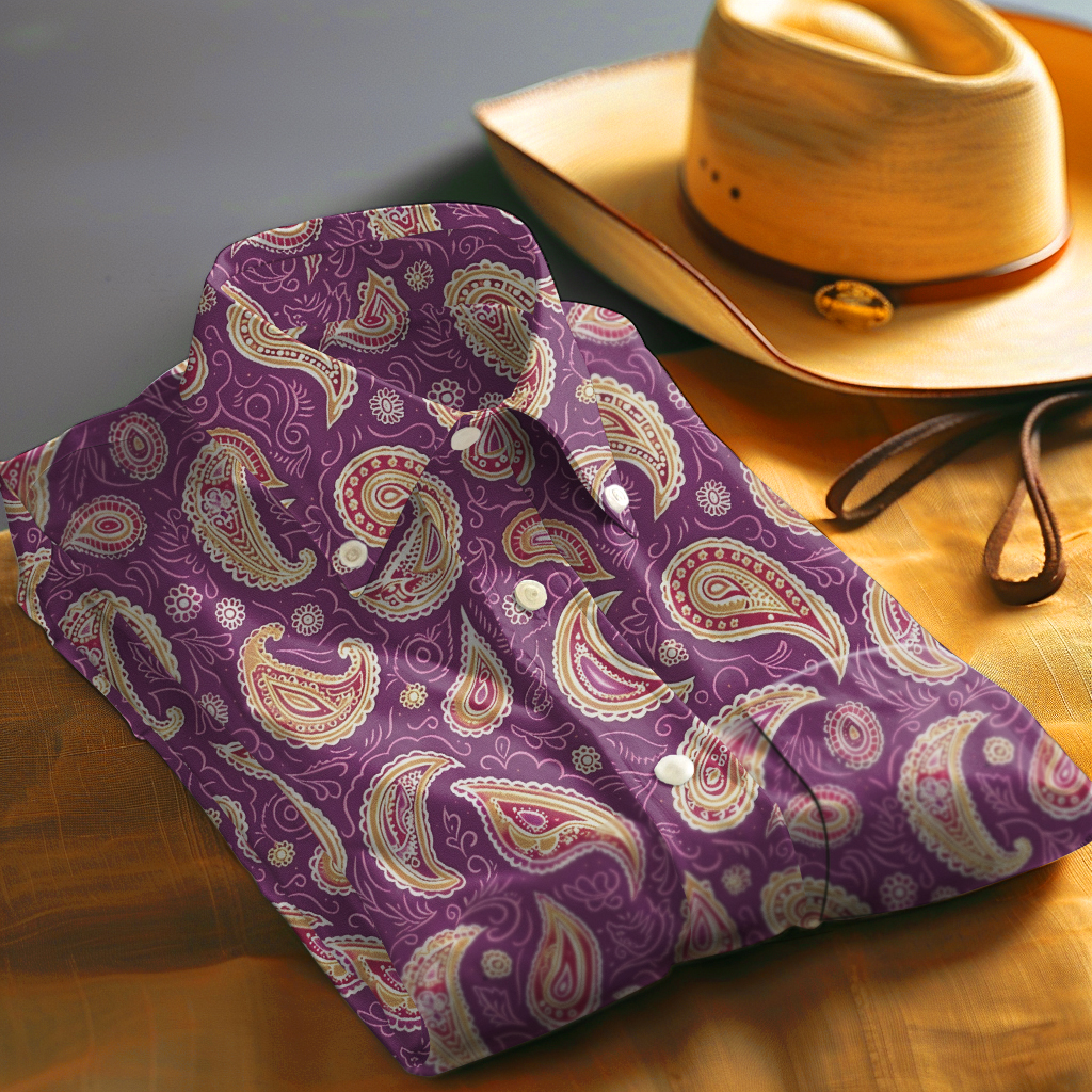 Paisley Western Styles Men fashion 100% Cotton Shirt Premium Fabric
