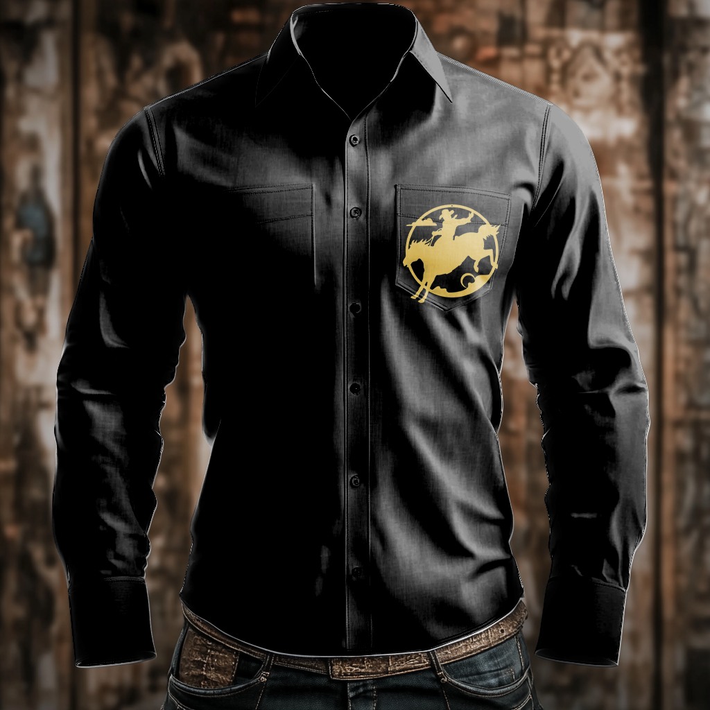 Western Styles Aztec Long Sleeve Shirt High Elasticity 