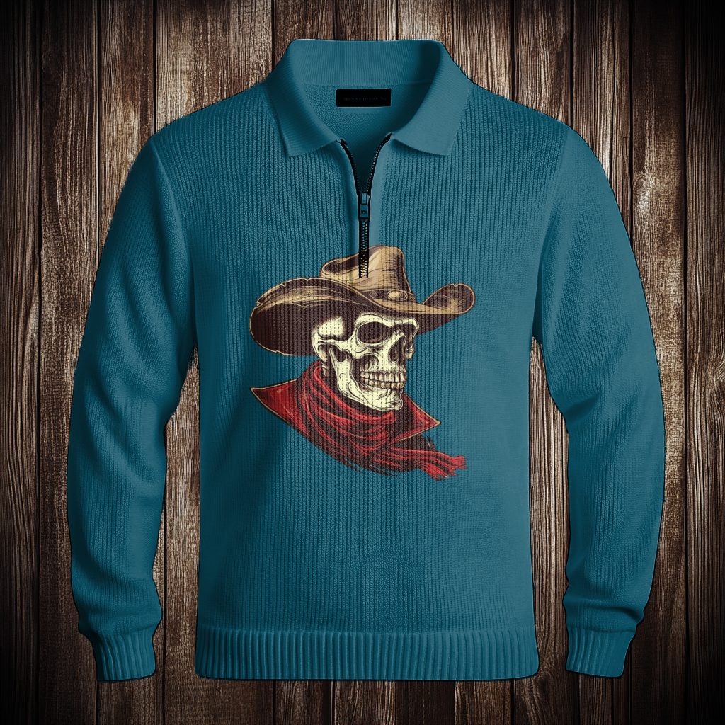 Western Half zip Sweater Sweatshirt Men‘s Fashion 