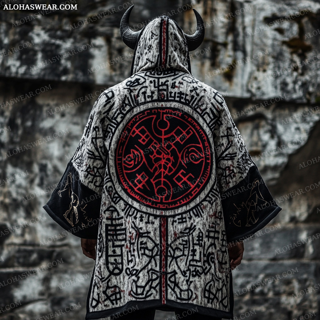 Viking Long Hoodie Coat Retro Men's Fashion High quality 