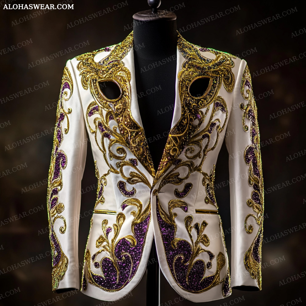 Mardi Gras Suit Jacket Limited sale Velvet Embroidery