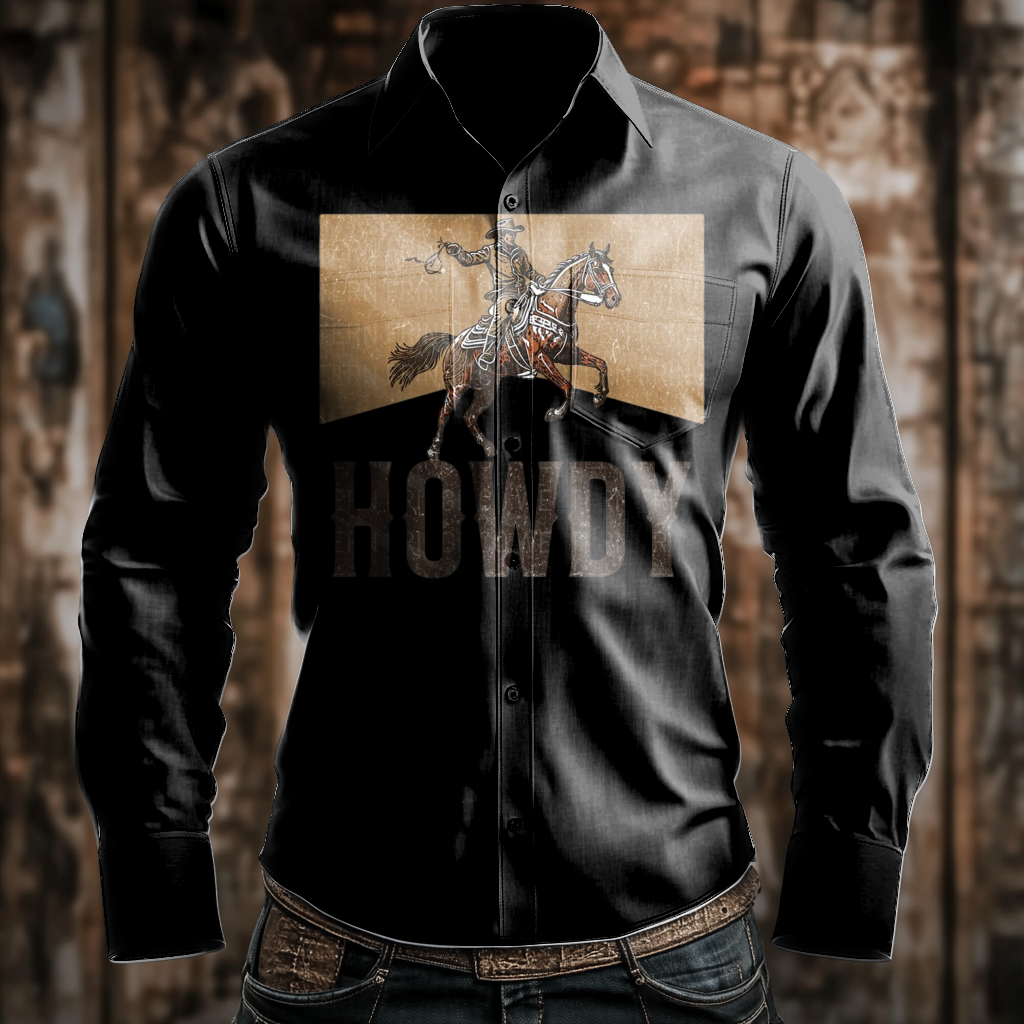 Western Styles Aztec Long Sleeve Shirt High Elasticity 