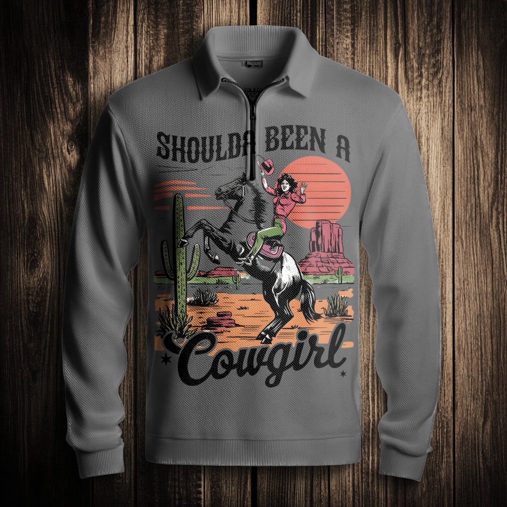 Western Half zip Sweater Sweatshirt Men‘s Fashion 