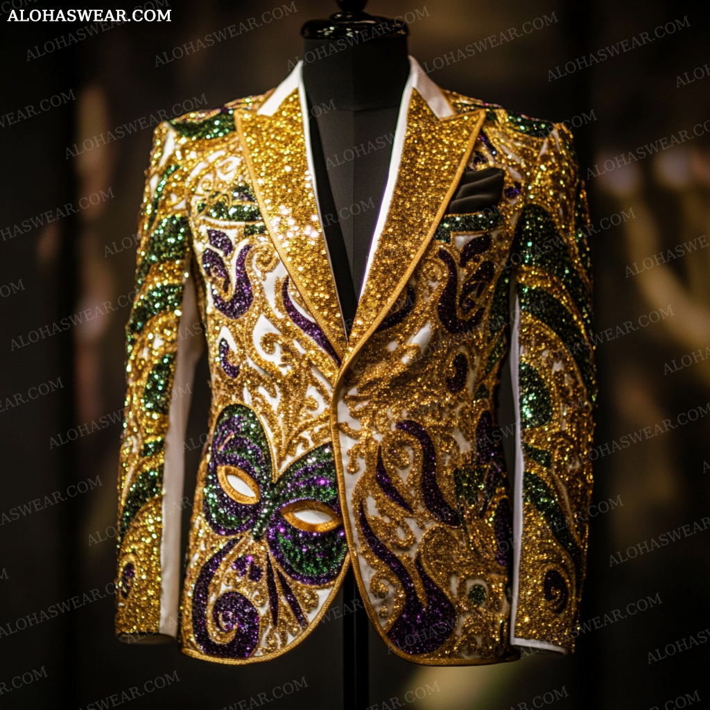 Mardi Gras Suit Jacket Limited sale Velvet Embroidery