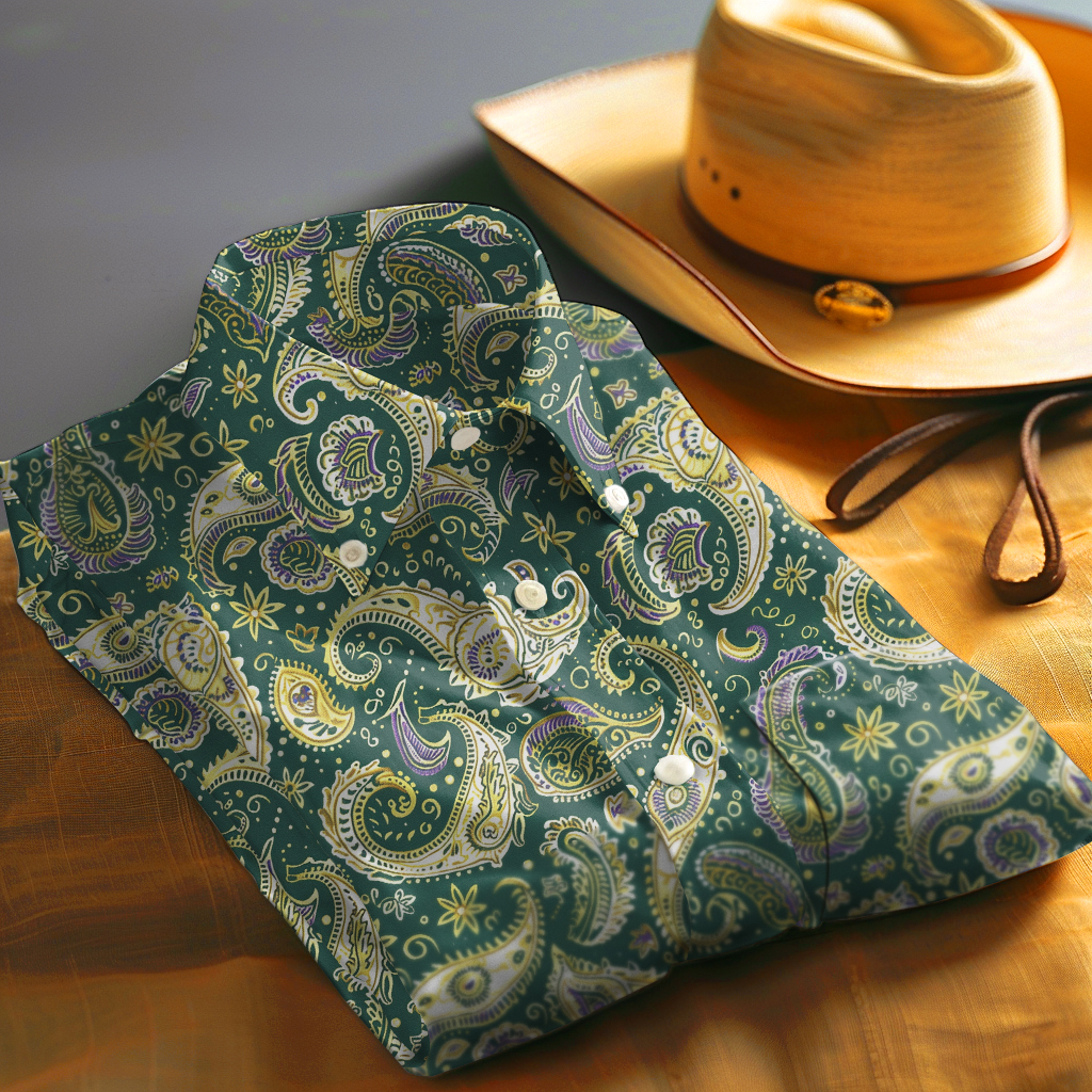 Paisley Western Styles Men fashion 100% Cotton Shirt Premium Fabric