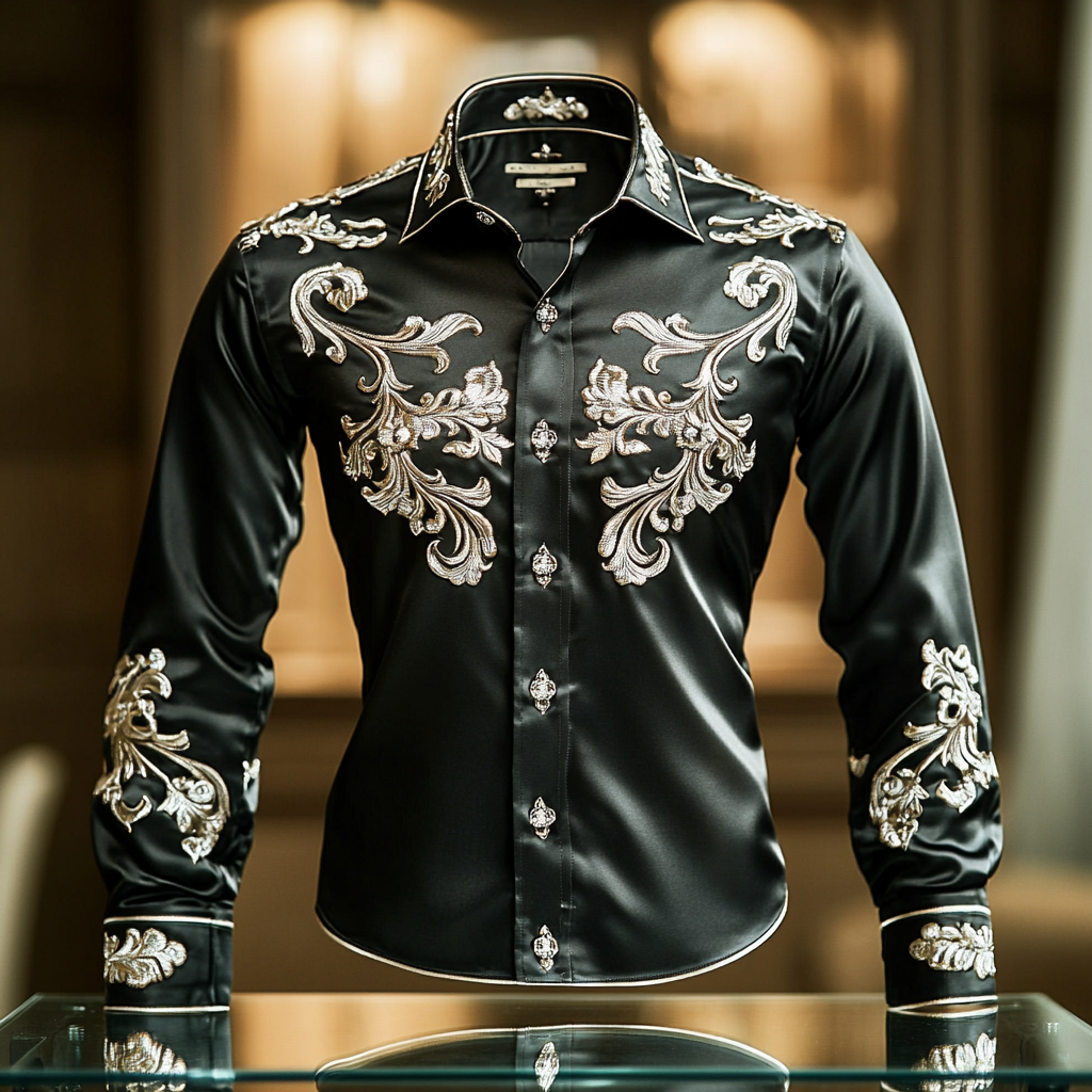 Vip business casual luxury silk versatile men's fashion suit long-sleeved shirt