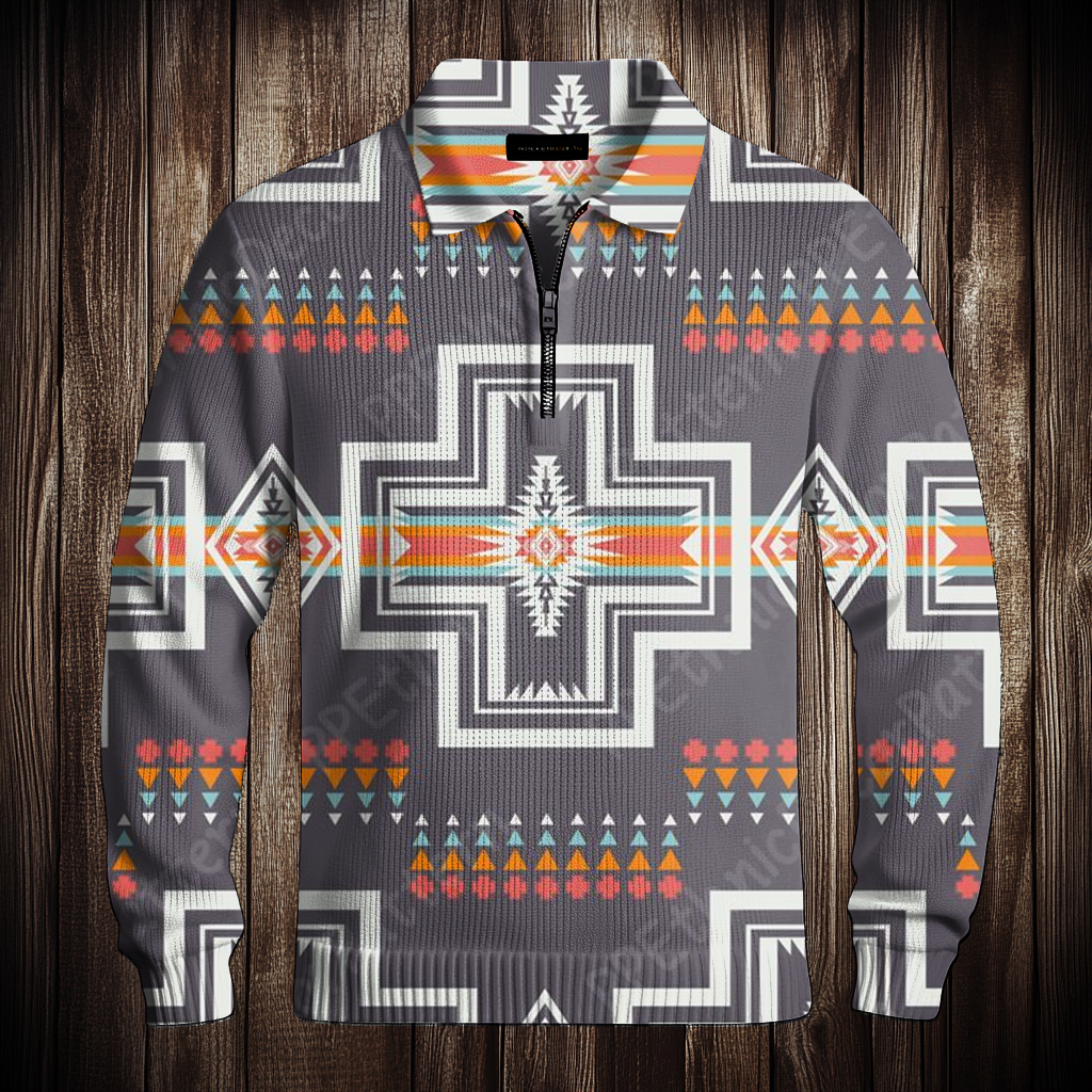 Western Half zip Sweater Sweatshirt Men‘s Fashion 