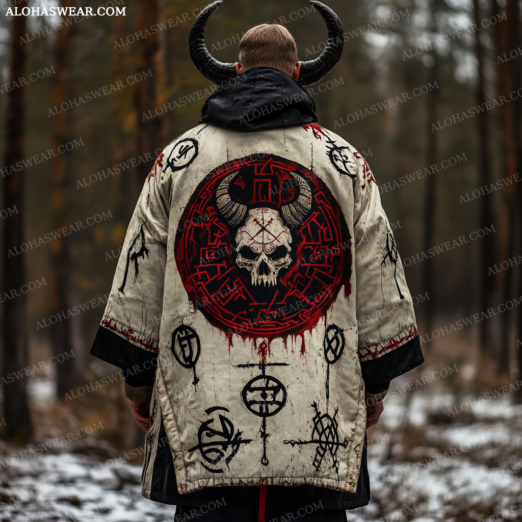 Viking Long Hoodie Coat Retro Men's Fashion High quality 