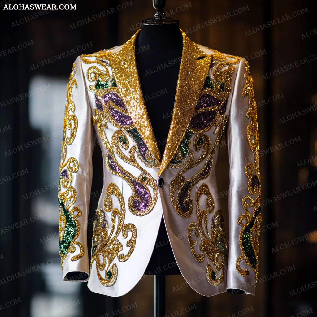 Mardi Gras Suit Jacket Limited sale Velvet Embroidery