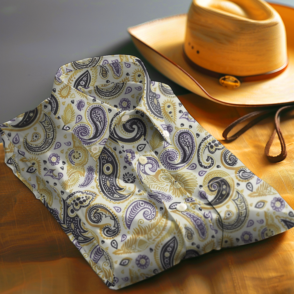 Paisley Western Styles Men fashion 100% Cotton Shirt Premium Fabric
