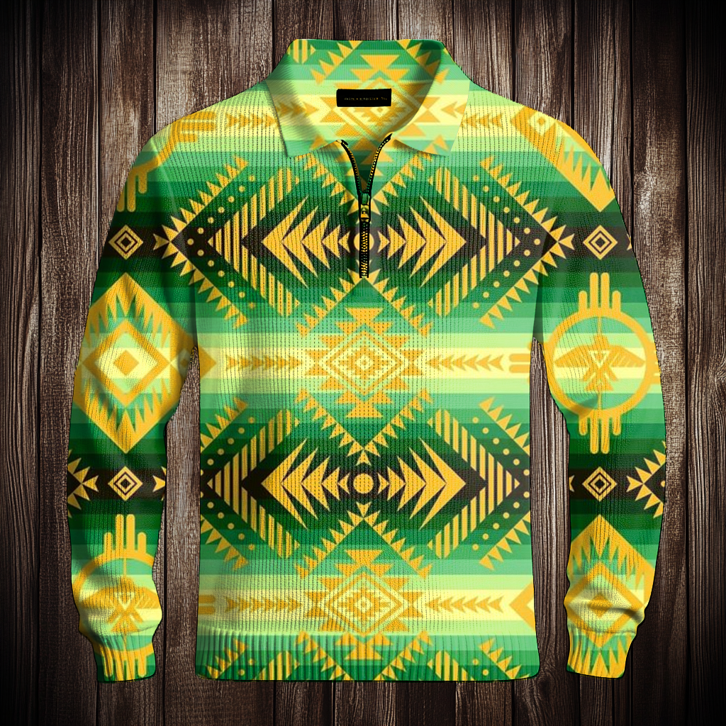 Western Half zip Sweater Sweatshirt Men‘s Fashion 